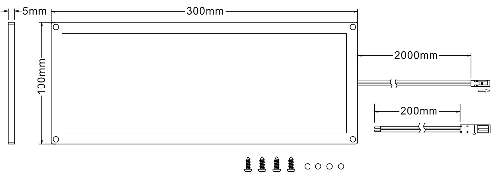 300x100mm NTO LED panel module dimension